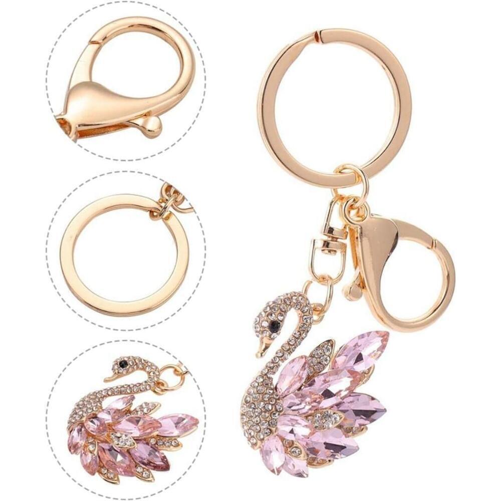 Swan Shaped Keychain In Pink - Picture 5 of 11
